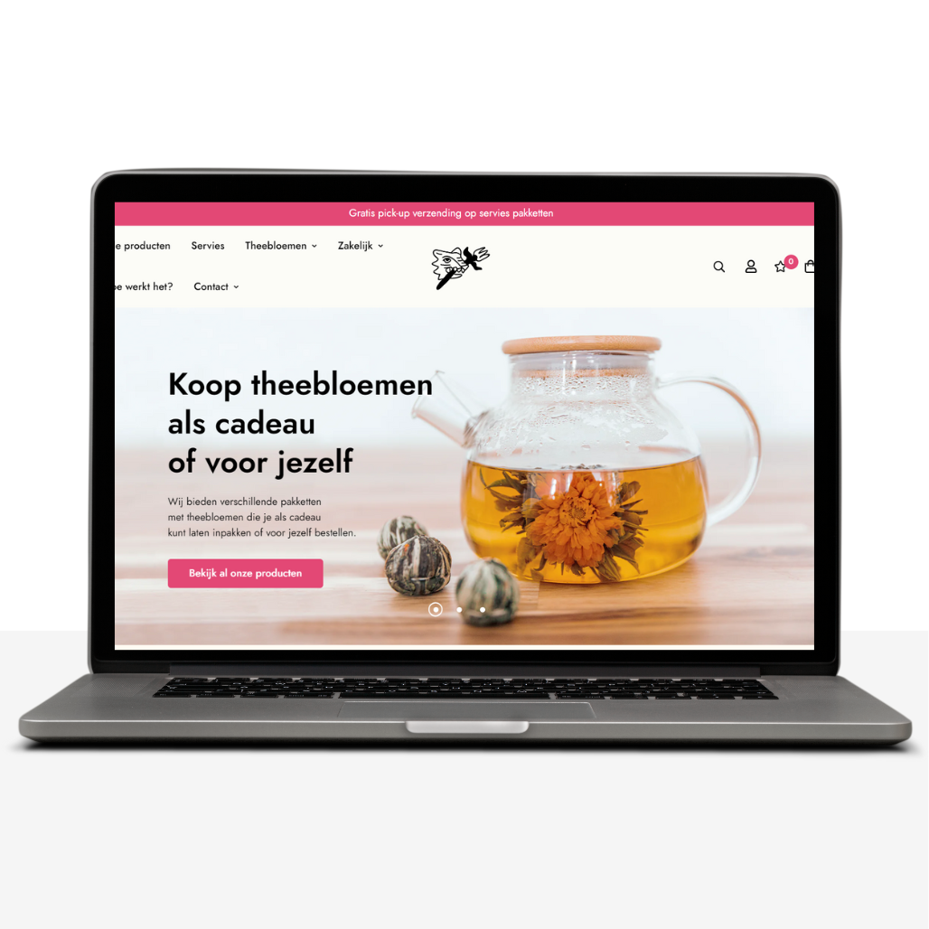 Mock-up van webshop Bloomingteaflower.com