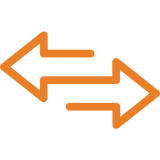 Oranje icon voor de migratie naar Shopify 